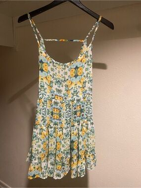 Hanger 221 Floral Babydoll Cami Sundress in Yellow & Teal. Size M.